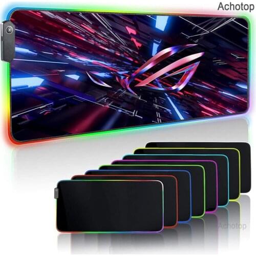 ROG RGB Mousepad Gaming Mouse Pad Gamer Mat Large LED Light Computer Pad Desk Play Mat With Backlit Stripe Cool Cute Carpet Mat