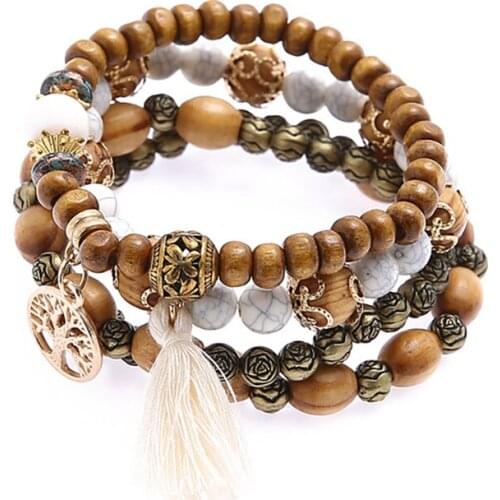 Tassel multi-layer bracelet crystal beads bracelet female bracelet female tassel natural stone charm wristband