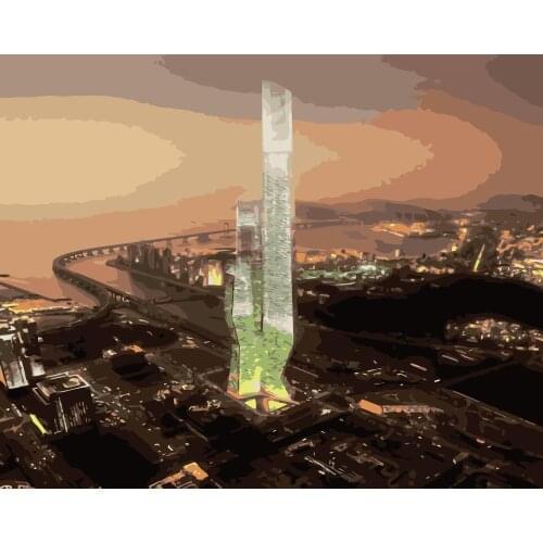 MaHuaf-j153 Seoul Korea night view DIY painting by numbers on canvas for home decor