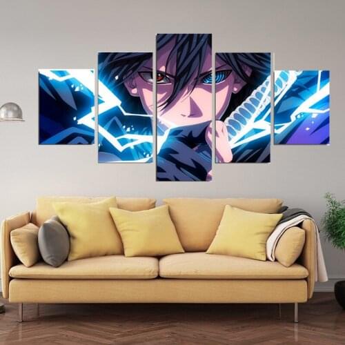 5 Piece Modular Naruto Sasuke Poster Wall Art Anime Canvas Painting Ninja Comic Pictures Home Living Room Bedroom Decor Cuadros