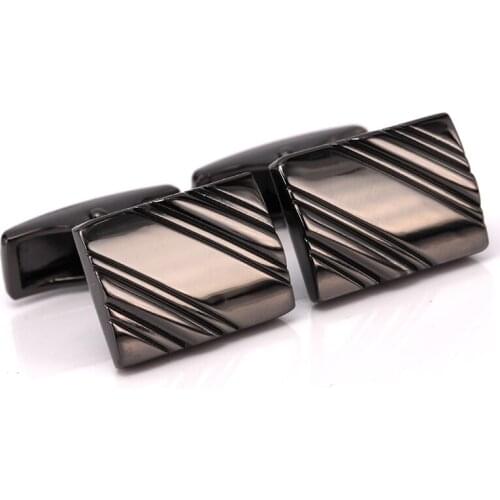 New Designer Brand Formal Black Steel Shirt Cufflinks for Men Jewelry Wedding Groom Cuff Links French Business Abotoaduras Gift