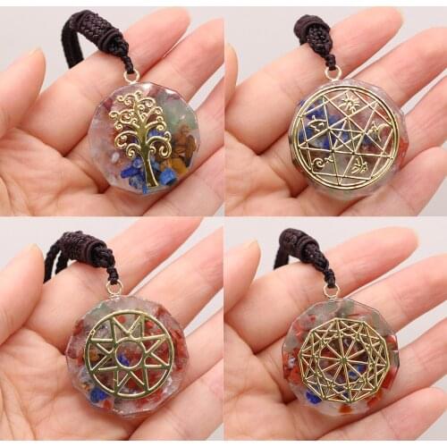 Orgonite Pendant Om Symbol Necklace Reiki Heal 7 Chakra Energy Necklace Meditation for Women Handmade Necklace Jewelry Gifts