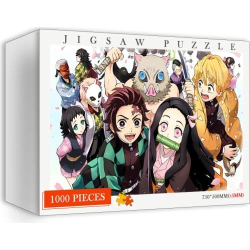 1000 Pieces Cartoon Wooden Demon Slayer Puzzle Japanese Anime Jigsaw for Adults Kids Educational Toys Girls Wood Puzzles Gifts