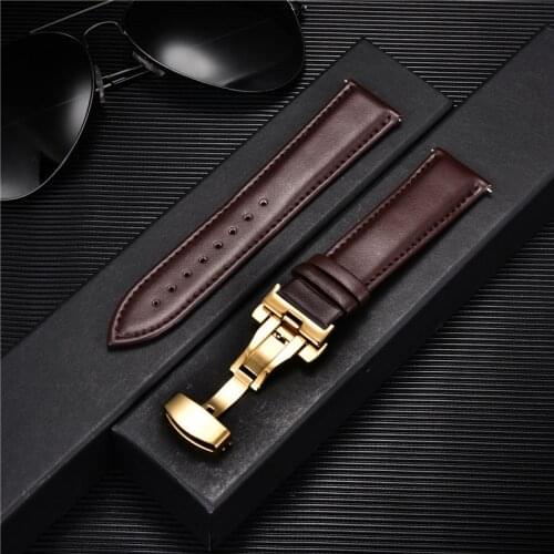 Soft Genuine Leather Watchbands with Automatic Buckle Bracelet 18mm 20mm 22mm 24mm Men Women Casual Business Watch Straps