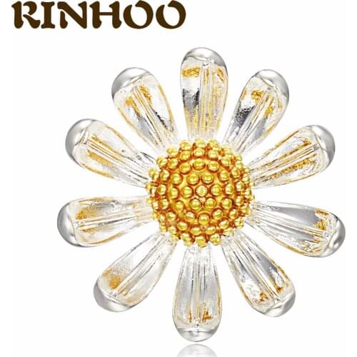RINHOO Luxury Crystal Gold Color Sunflower Brooches Women Alloy Daisy Plant Brooch Weddings Banquet Party Brooch Pins New Gifts