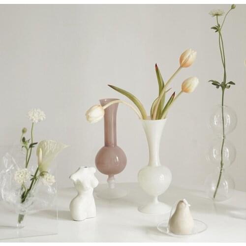 Glass Vase Home Decor Arrangement Glass Flower Vase Decorative Transparent Nordic Flower Pots Ins Wind Planter Holder