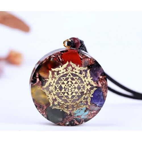 Luminous Orgonite Necklace With Natural Crystal Obsidian Chakra Pendant Powerful Reiki Energy Orgone Yoga Jewelry