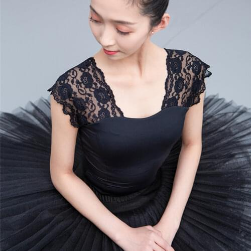 Adult Dance Clothes Sexy Costume Cap Sleeve Leotards Black Hollow-carved Lace Casleev Dance Ballet Dancewear Gymnastics Leotard