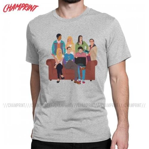 Big Bang Theory Gang T-Shirt for Men TV Show Awesome Pure Cotton Tees Round Collar Short Sleeve T Shirts New Arrival Clothing