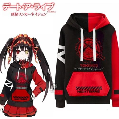 DATE A LIVE Tokisaki Kurumi Patchwork Hoodies Sweatshirt Women Men Student Autumn Fashion Casual Pullover Coat Tops Jeans Pants