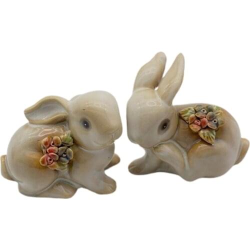 4PC European And American Ceramic Crafts Ornaments Mini Bunny Spring Easter Birthday Gifts Desktop Display Culture Gifts for