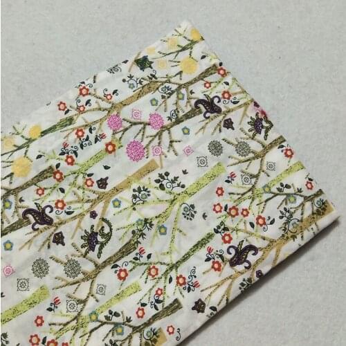 Vintage Brand 50x145cm Spring Forest Trees Printed Cotton Poplin Fabric Quilting Baby Bedding Tilda Cloth Patchwork fabric