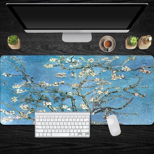 XXL Gaming Mouse Mat Van Gogh Art Painting Customized Lock Edge Mousepad Computer Laptop Mouse Mat Large Mouse Pad Keyboards Mat