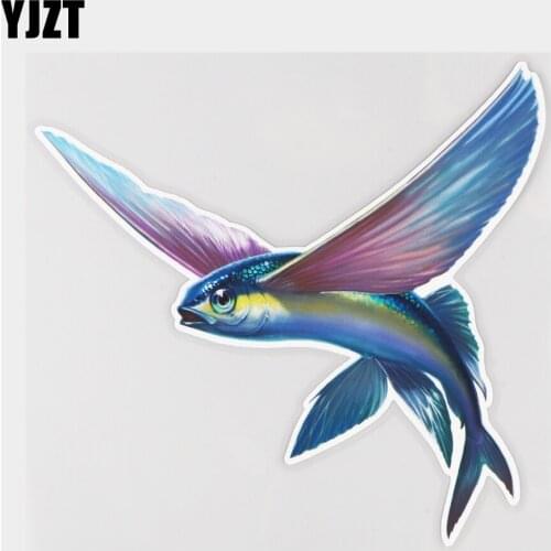 YJZT 18.5×17.5CM Beautiful Flying Fish Fashion Body Decoration Bumper Scratch Occlusion Car Stickers 21A-0397