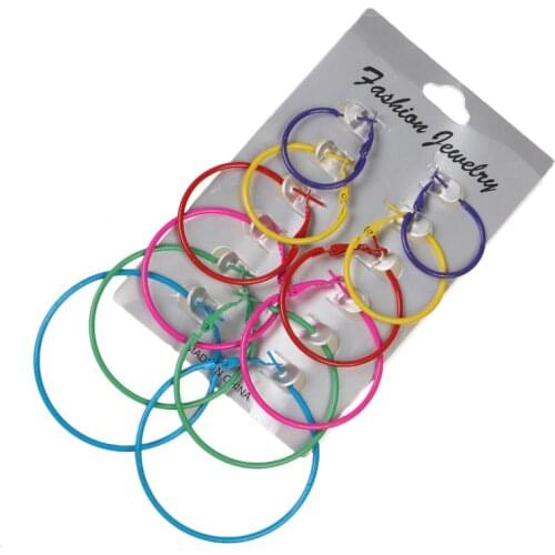 Korean Earrings Hoop Earrings for Women Fashion Jewelry Circle Earrings Big Round Silver Pendientes Earring Sets Colored Earings