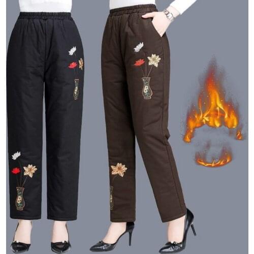 2021 Winter Cotton Pants Thicker Women Wear High-waist Pencil Pants Windproof Casual Warm Winter Trousers Plus Size 5XL Y27