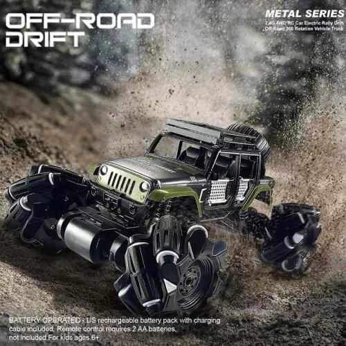 1:16 Alloy RC Car 2.4Ghz 4CH Stunt Drift Crawler Dual Remote Control Car 360 Degree Flip Vehicle Climbing Car Toys for kids gift
