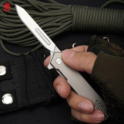 1PCS Titanium Alloy Folding Knife Can Replace No. 60 Blade EDC Portable Self-Defense Tool Mini Utility Knife Without Blade