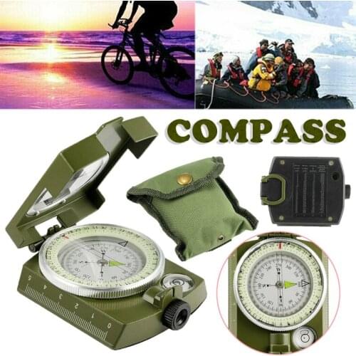 1pc Outdoor Marching Compass Metal Housing High-precision Pocket Camping Outdoor Tool Multi-function Military Compass Green