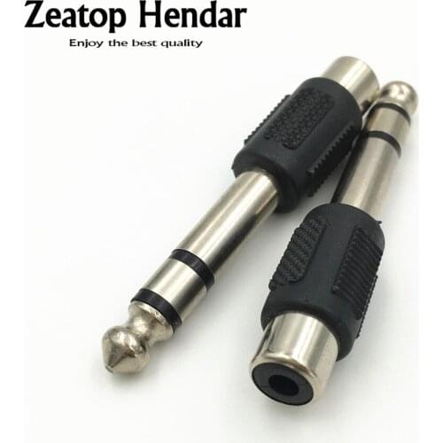 100Pcs 6.35mm 1/4" 3 Pole Stereo Male Jack to RCA Female Plug Audio Adapter Connector