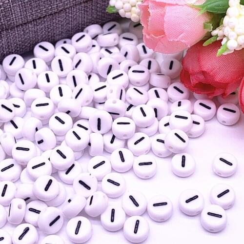 100pcs/lot 7x4mm "I" White Round Alphabet/ Letter Acrylic Loose Spacer Beads for Jewelry Making DIY Bracelet Accessories