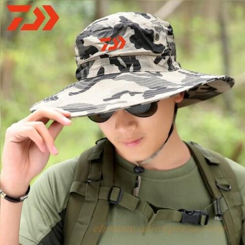 2020 Daiwa Fishing Sun Hat Foldable Outdoor Climbing Fisherman Hat UV Protection Sunshade Hat Big Eaves Adjustable Hat Man Cap