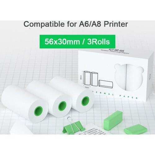 3 rolls of 56 * 30mm thermal paper stickers for printing paper for photo printer paperang p2 and pocket a6 peripage bluetooth pr