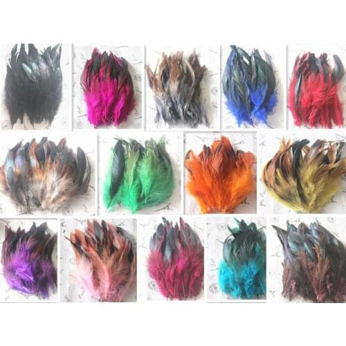 50Pcs/Lot! 4-6" Long Multicolor Badger Saddle Rooster Feathers Loose Craft Plumes,Plumas Decorativas,Party Accessories,15Colours