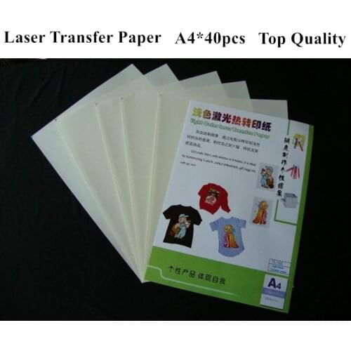 A4*40pcs) Laser Heat Transfer Paper For Light Color T shirt Hot or Cold Peel OKI Laser Printer Toner Transfers On Fabric TL-150