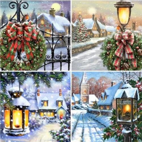 EverShine Diamond Painting Drill Full Square Christmas Diamond Embroidery Winter Rhinestones Art Landscape Handmade Hobby Gift