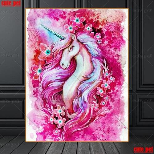 Diy diamond embroidery Animal pink unicorn 5D diamond painting full square round drill diamond mosaic art decoration child gift