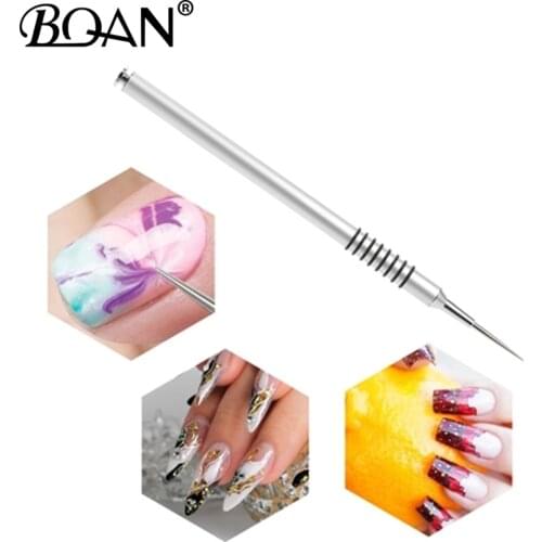 BQAN 1pcs Metal Handle Slender Needle Nail Pen Nail Art Design Drawing Painting Pen Manicure DIY Tool Dotting Tools