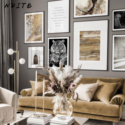 Black white Tiger Leopard Poster Marble Abstract Canvas Print Old Door Wall Art Painting Nordic Picture Modern Home Decoration