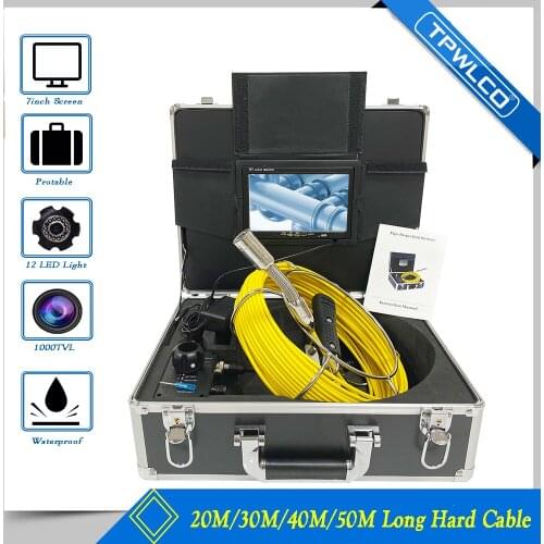 720P 7inch Monitor LCD Pipe Inspection Camera with Pan and Tilt 4500mAh Battery Pipeline Sewer Endoscope Camera Video Recorder