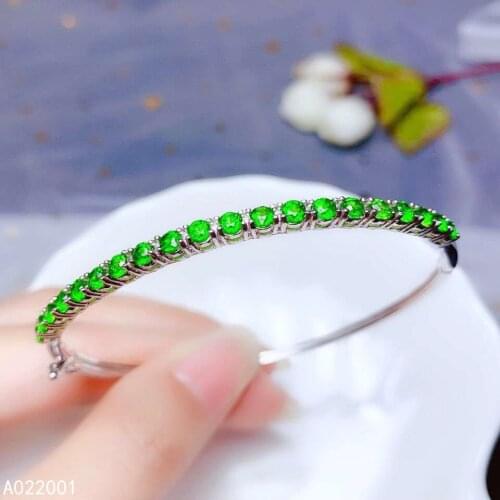 KJJEAXCMY fine jewelry natural diopside 925 sterling silver new women hand bracelet wristband support test classic