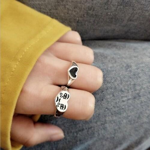 Crying Heart Ring For Women Girls Trendy Vintage Open Adjustable Ring Special Resizable Punk Ring Ladies Bar Night Club Jewelry