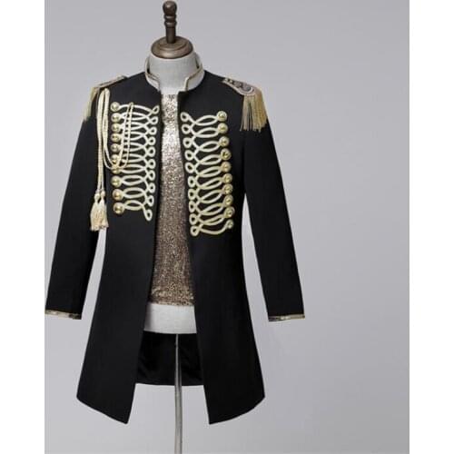 Concert suits mens long blazer masculino jacket fashion costumes black ropa hombre 2021 new mens phnom penh punk wholesale