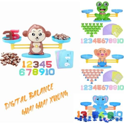 Montessori Math Toy Digital Monkey Balance Scale Educational Math Penguin Balancing Scale Number Board Game Kids Learning Toys
