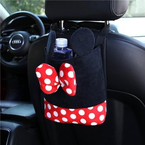 Lovely Stowing Tidying 2021 Plush Cartoon Car Trash Cans Bags Multi-functional Chair Grocery Vehicle Suspension Bag