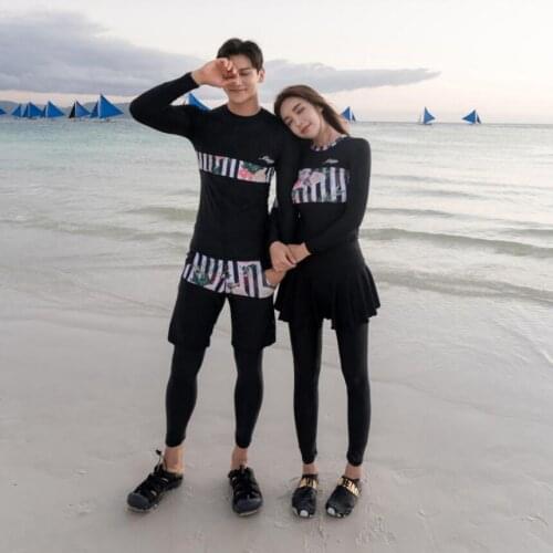 Fashion lovers wetsuit suit for men and women couple three piece costume quick dry surf diving swim suit plus size