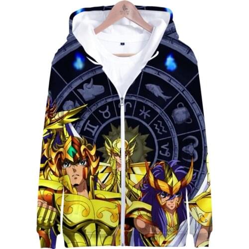 Saint Seiya Men Women Zip Up Hoodies 3D Print Hooded Sweatshirt Clothes Clothing Japanese Anime Zipper Hoddies Thin Jacket