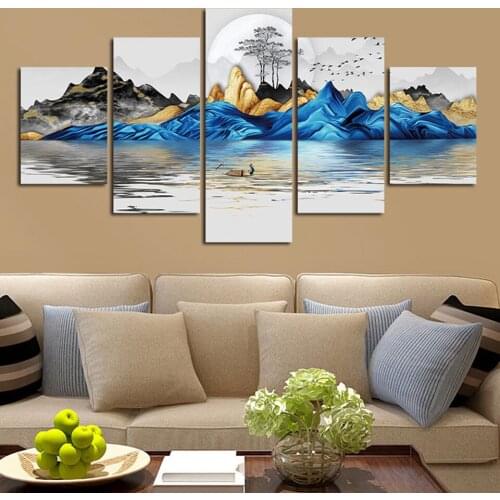 5 Pieces Abstract Blue tree Full Square Round Diamond sale,diamond painting Embroidery Beads Mountain Landscape,A1141