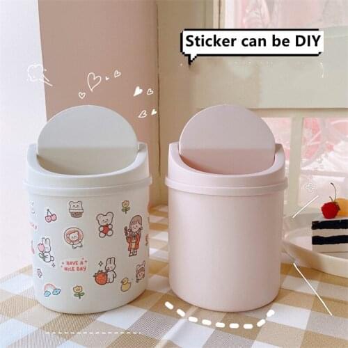 Table Bed Cute Cartoon Home Bedroom Bed Small With Lid Mini Storage Bucket Desktop Trash Can Girl Living Room Bedroom
