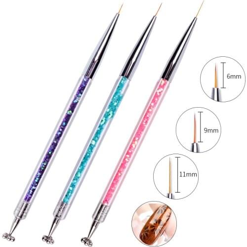 New 3pcs/lot Nail Brush Painting Pen Nail Art Dot Point Dotting Tools Double Head Design Gel Polish Nail Accessories For Salon