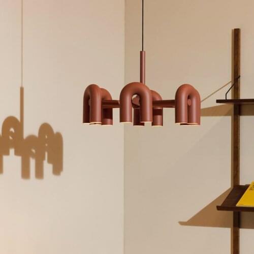 New product light luxury Nordic modern model room elbow macaron color restaurant net red villa lamp