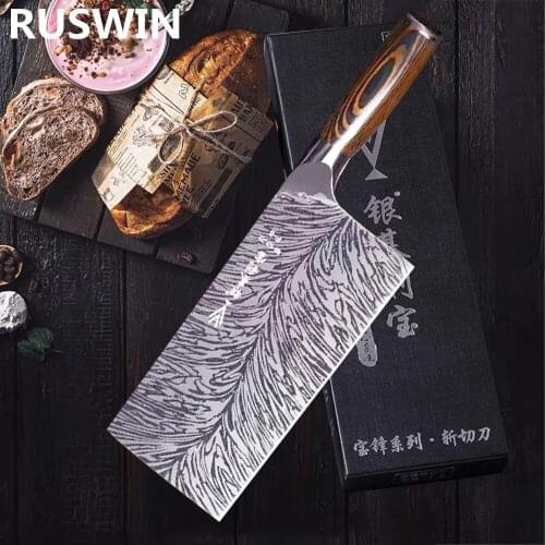 Chinese Chef Knife Blade easy To Cut Meat Fish Dish non-slip Color Wood Handle Handmade Knife Kitchen Couteau Kitchen knife