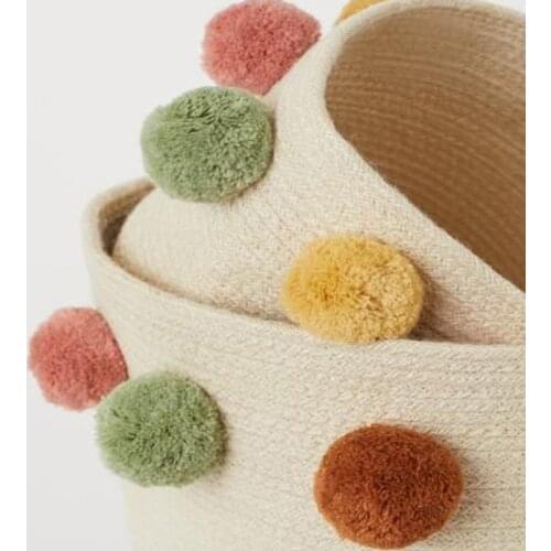 Null Cotton Rope Woven Kids Toys Storage Basket with Wool Ball Laundry Dirty Clothes Sundries Organizer Box Nordic Home Room