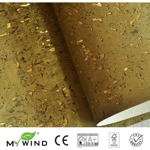 MYWIND 0.91*5.5M/Roll Gold Luxury 100% Material 3d design home decor wall paper cork wallpaper
