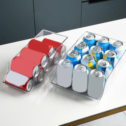 Fridge Organizer Bins Can Drink Dispenser Holder Refrigerator Freezer Kitchen Cabinets Clear Plastic Food Pantry Storage Rack