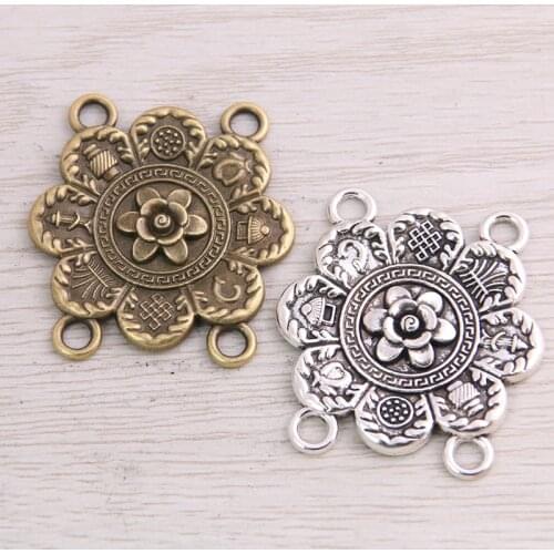 SWEET BELL Pendants Connectors Linker Zinc Alloy Retro Flower 10pcs 35*38mm Antique ; Bronze Color Metal for Day